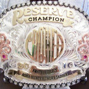 SKYLINE VAQUERO H/J AQHA CALIFORNIA HORSE TROPHY BUCKLE STERLING SILVER OVERLAY